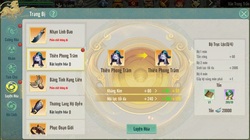 Cơ chế cường hóa trang bị trong Kiếm Thế Origin